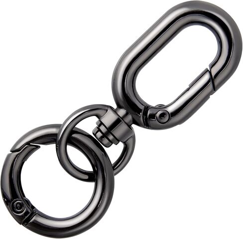 Double Opening Keychain Clip, Spring Snap Hooks for Lanyards DIY Crafts Making, Zinc Alloy Swivel Keychain Clasp for Camping Hiking Travelling- Black in Saudi Arabia