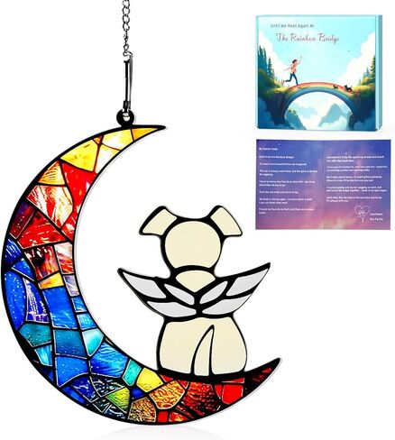 قوس قزح جسر الكلب الهدايا التذكارية لفقدان الكلب التعاطف ذكرى Suncatcher، أجنحة الملاك الحيوانات الأليفة فقدان الهدايا الفجيعة في ذكرى وفاة الحيوانات الأليفة نافذة معلقة in Kuwait