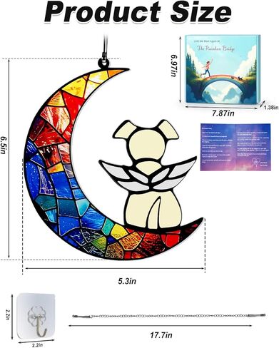 قوس قزح جسر الكلب الهدايا التذكارية لفقدان الكلب التعاطف ذكرى Suncatcher، أجنحة الملاك الحيوانات الأليفة فقدان الهدايا الفجيعة في ذكرى وفاة الحيوانات الأليفة نافذة معلقة in Kuwait
