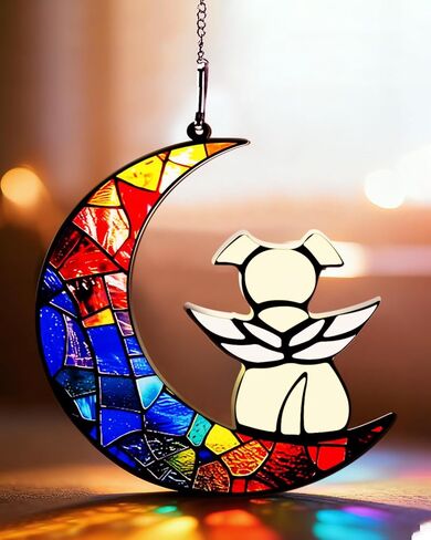 قوس قزح جسر الكلب الهدايا التذكارية لفقدان الكلب التعاطف ذكرى Suncatcher، أجنحة الملاك الحيوانات الأليفة فقدان الهدايا الفجيعة في ذكرى وفاة الحيوانات الأليفة نافذة معلقة in Kuwait