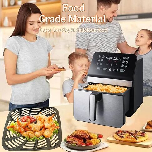 8 Quart Square Air Fryer Grill Pan for Gourmia GAF846 Air Fryers, Premium Nonstick Air Fryer Crisper Tray, Grill Plate Insert Grate Rack Grid Shelf for Gourmia 8QT Air Fryer, Dishwasher Safe in Saudi Arabia