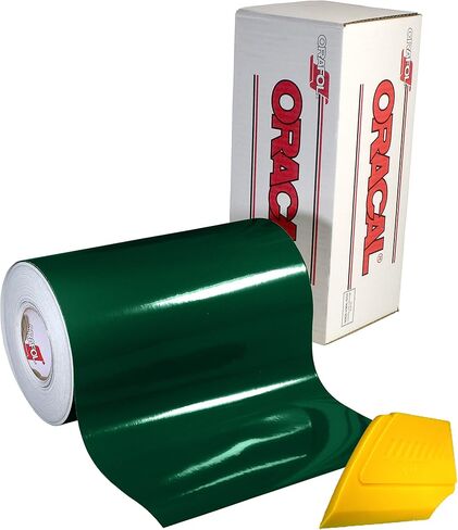 VViViD ORACAL 651 Multi-Colored Vinyl Solvent-Based Adhesive-Backed Calendared Wrap Decals w/Yellow Multi-Purpose Squeegee (12x 5ft, Dark Green) in Saudi Arabia
