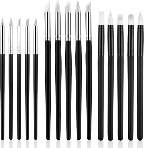 15 حزمة من فرش طلاء السيليكون للحرف اليدوية، 5 أشكال للرأس، أقلام طلاء مطاطية، أدوات نحت الطين المطاطي لنحت طلاء الأظافر الفخاري، طلاء الأكريليك (0.11 بوصة 0.20 بوصة 0.31 بوصة) in Kuwait