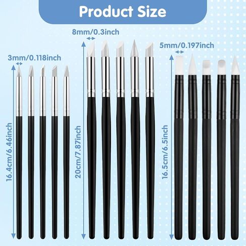 15 حزمة من فرش طلاء السيليكون للحرف اليدوية، 5 أشكال للرأس، أقلام طلاء مطاطية، أدوات نحت الطين المطاطي لنحت طلاء الأظافر الفخاري، طلاء الأكريليك (0.11 بوصة 0.20 بوصة 0.31 بوصة) in Kuwait