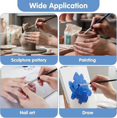 15 حزمة من فرش طلاء السيليكون للحرف اليدوية، 5 أشكال للرأس، أقلام طلاء مطاطية، أدوات نحت الطين المطاطي لنحت طلاء الأظافر الفخاري، طلاء الأكريليك (0.11 بوصة 0.20 بوصة 0.31 بوصة) in Kuwait