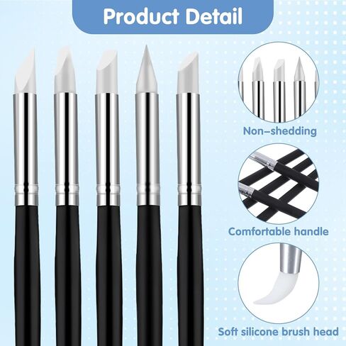 15 حزمة من فرش طلاء السيليكون للحرف اليدوية، 5 أشكال للرأس، أقلام طلاء مطاطية، أدوات نحت الطين المطاطي لنحت طلاء الأظافر الفخاري، طلاء الأكريليك (0.11 بوصة 0.20 بوصة 0.31 بوصة) in Kuwait