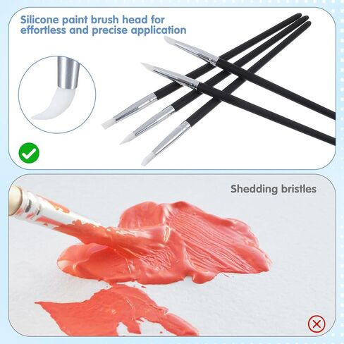 15 حزمة من فرش طلاء السيليكون للحرف اليدوية، 5 أشكال للرأس، أقلام طلاء مطاطية، أدوات نحت الطين المطاطي لنحت طلاء الأظافر الفخاري، طلاء الأكريليك (0.11 بوصة 0.20 بوصة 0.31 بوصة) in Kuwait