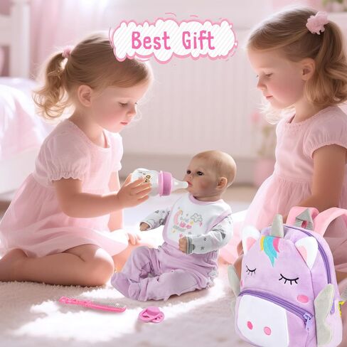 12 Pcs Reborn Baby Dolls Clothes Girl Outfit Accessories Purple Unicorn Theme Set for 17-22 Inch Newborn Baby Girl Reborn Dolls Clothes with Unicorn Backpack in Saudi Arabia