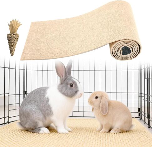 Rabbit Scratch Mat 12" x 6.56 ft, Self-Adhesive Cuttable Scratching Pad for Paw & Teeth Care, Cage Rabbit Mat for Chewing, Reusable and Suitable as Cage Liner or Bedding for Small Animals in Saudi Arabia