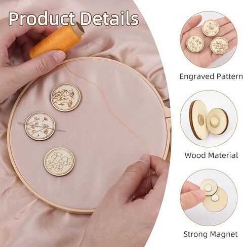 6 قطع من أداة الإبرة المغناطيسية للزهور، حافظة إبرة مغناطيسية مطلية بتصميم قديم، حامل خياطة زهور خشبي لأدوات التطريز والتطريز المتقاطع in Kuwait