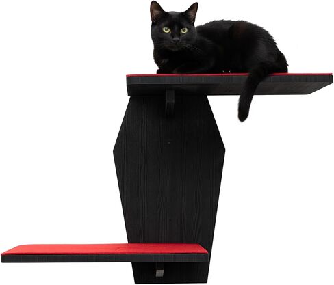 Sintuff Gothic Wall Cat Shelves Wall-Mounted 2 Platform Wall Climbing Steps Furniture Goth Floating Coffin Cat Bed Tree Space-Saving Perch Ladder for Playing Nap Indoor Gothic Christmas in Saudi Arabia