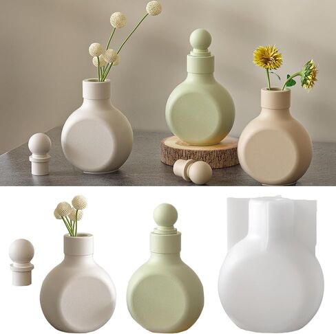 Leldlla الراتنج زهرية قالب عباد الشمس سيليكون قوالب لراتنجات الايبوكسي جولة قالب صب زهرة مجففة DIY بها بنفسك زهرة قلم رصاص حامل فرشاة ديكور المنزل والمكتب in Kuwait