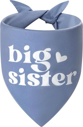 Big Sister Dog Bandana Grey Large 1PCS, Adjustable Triangle Scarf, Pregnancy Announecment, New Baby for Family. in Kuwait