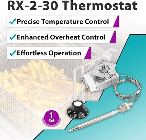RX-2-24 Thermostat, Millivolt Control Compatible with Adcraft Atosa Robertshaw Deep Fryers, 3/8" MPT Stuff Box, 200-400F Replacement for Atosa 301030004 00-913153 RX-2-24 RX-10-24 RX-2-30 Thermostat in Kuwait