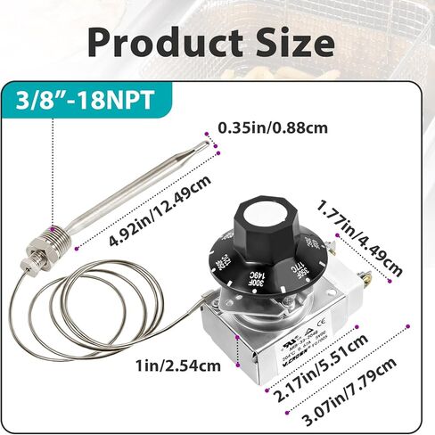 RX-2-24 Thermostat, Millivolt Control Compatible with Adcraft Atosa Robertshaw Deep Fryers, 3/8" MPT Stuff Box, 200-400F Replacement for Atosa 301030004 00-913153 RX-2-24 RX-10-24 RX-2-30 Thermostat in Kuwait