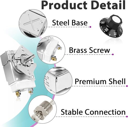 RX-2-24 Thermostat, Millivolt Control Compatible with Adcraft Atosa Robertshaw Deep Fryers, 3/8" MPT Stuff Box, 200-400F Replacement for Atosa 301030004 00-913153 RX-2-24 RX-10-24 RX-2-30 Thermostat in Kuwait