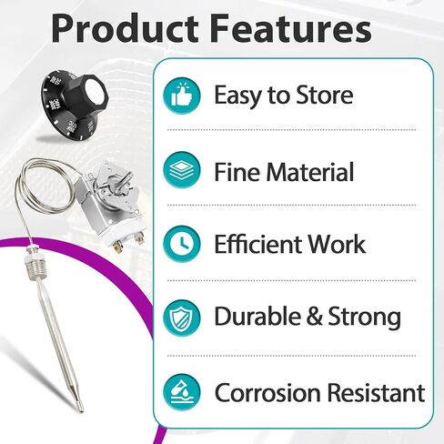 RX-2-24 Thermostat, Millivolt Control Compatible with Adcraft Atosa Robertshaw Deep Fryers, 3/8" MPT Stuff Box, 200-400F Replacement for Atosa 301030004 00-913153 RX-2-24 RX-10-24 RX-2-30 Thermostat in Kuwait