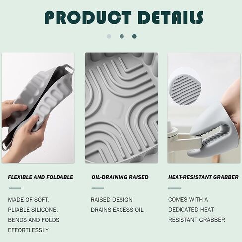 2 PCS Air Fryer Silicone Liners, 8 Inch Square Silicone Air Fryer Liners Pot with 2 PCS Heat-Resistant Grabber, Reusable Non-Stick Basket Tray Pots for 4-7 Qt in Saudi Arabia