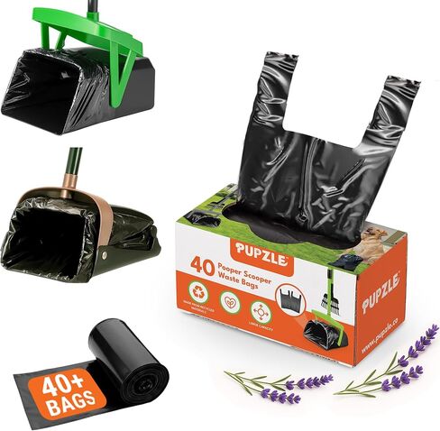 Pupzle Pooper Scooper Replacement Bags 40 Bags, Pooper Scooper Bags, Dog Poop Waste Bags for Swivel Bin and Rake Pooper Scooper in Kuwait
