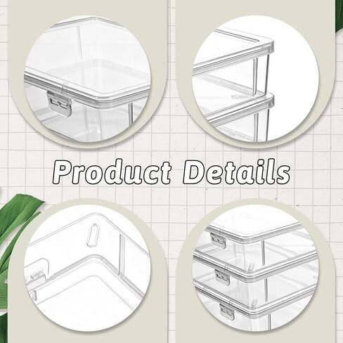 6 Pack Plastic Storage Box with Lid Multipurpose Craft Organizers Clear Plastic Storage Containers for Beads, Pencils, Ornaments, Crafts (White Empty, 9 x 6.7 x 2 inches) in Kuwait