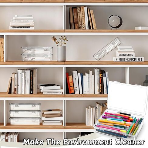 6 Pack Plastic Storage Box with Lid Multipurpose Craft Organizers Clear Plastic Storage Containers for Beads, Pencils, Ornaments, Crafts (White Empty, 9 x 6.7 x 2 inches) in Kuwait