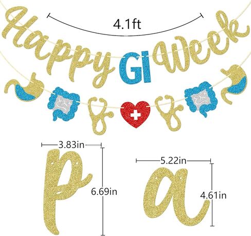 لافتة Happy GI Week، لافتة أسبوع ممرضات GI وشركائها، ديكورات حفلات أسبوع أمراض الجهاز الهضمي، لوازم حفلات أسبوع GI، مربوطة مسبقًا in Saudi Arabia