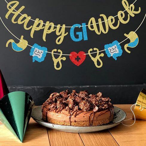 لافتة Happy GI Week، لافتة أسبوع ممرضات GI وشركائها، ديكورات حفلات أسبوع أمراض الجهاز الهضمي، لوازم حفلات أسبوع GI، مربوطة مسبقًا in Saudi Arabia