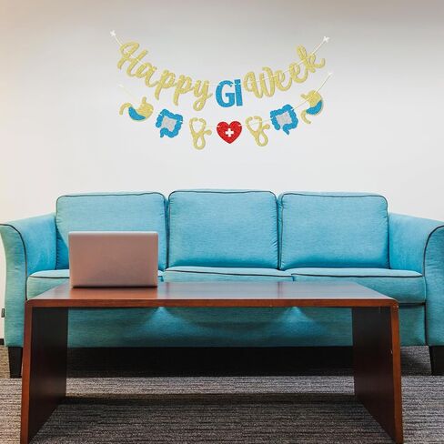 لافتة Happy GI Week، لافتة أسبوع ممرضات GI وشركائها، ديكورات حفلات أسبوع أمراض الجهاز الهضمي، لوازم حفلات أسبوع GI، مربوطة مسبقًا in Saudi Arabia