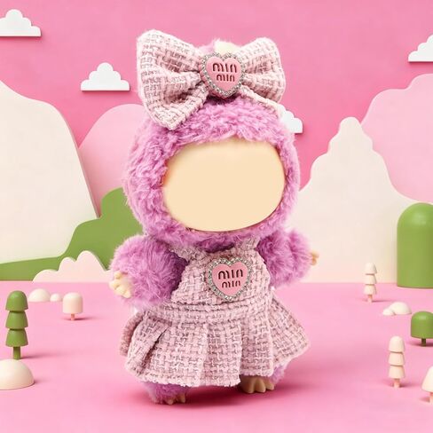 Clothes for Lububu(NO Doll), Bowknot & Dress Set with Heart Badge, Cute Clothes for Dress up Unique Style, Stylish Clothes for Doll, Gifts for Lovers(Pink) in Saudi Arabia