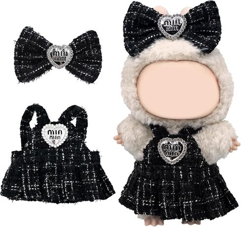Clothes for Lububu(NO Doll), Bowknot & Dress Set with Heart Badge, Cute Clothes for Dress up Unique Style, Stylish Clothes for Doll, Gifts for Lovers(Pink) in Saudi Arabia