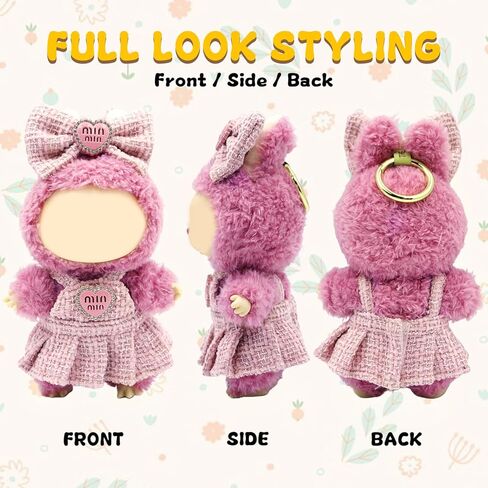 Clothes for Lububu(NO Doll), Bowknot & Dress Set with Heart Badge, Cute Clothes for Dress up Unique Style, Stylish Clothes for Doll, Gifts for Lovers(Pink) in Saudi Arabia