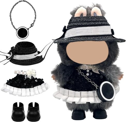 Clothes for Lububu(NO Doll), Bowknot & Dress Set with Heart Badge, Cute Clothes for Dress up Unique Style, Stylish Clothes for Doll, Gifts for Lovers(Pink) in Saudi Arabia