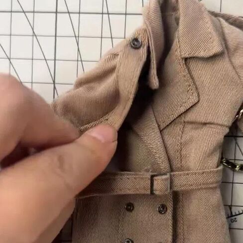 Classic Trench Coat Outfit Set for 11.5-12 Inch Fashion Dolls, Khaki Double-Breasted Coat with Belt, Quilted Handbag, Black Lace-Up Ankle Boots, 1/6 Scale Doll Accessories in Saudi Arabia