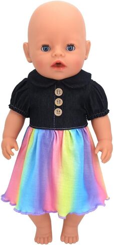 6 Set Doll Clothes for 16-18 Inch Baby Dolls | Outfits with Animal Patterns | Includes Dresses, Hats, Headbands, Shorts & Rompers in Saudi Arabia