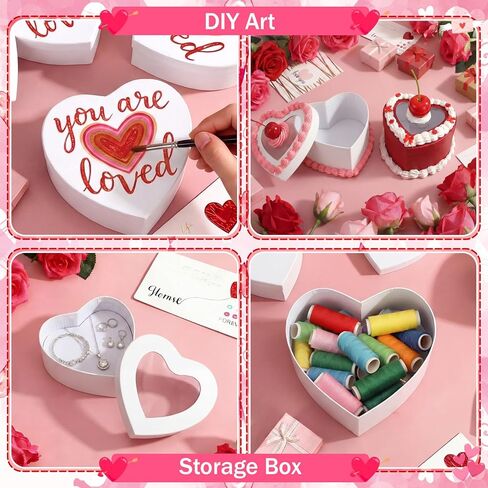 Lerheedi 12 Pcs Small Heart Shaped Boxes - 4 x 2 Inch Valentine's Nesting Gift Boxes with Window, Heart Paper Decorative for Valentines Wedding Gift Wrapping Party Decor(White) in Saudi Arabia
