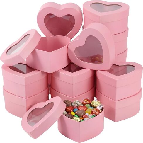 Lerheedi 12 Pcs Small Heart Shaped Boxes - 4 x 2 Inch Valentine's Nesting Gift Boxes with Window, Heart Paper Decorative for Valentines Wedding Gift Wrapping Party Decor(White) in Saudi Arabia
