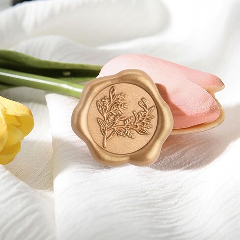 60 Pieces Eucalyptus Wax Seals Stickers, Rosemary Branches Self Adhesive Envelope Seal Stickers for Wedding Invitation Christmas Cards Birthday Party Gift Wrapping (Vintage Gold) in Saudi Arabia