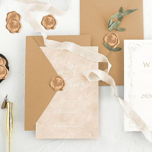 60 Pieces Eucalyptus Wax Seals Stickers, Rosemary Branches Self Adhesive Envelope Seal Stickers for Wedding Invitation Christmas Cards Birthday Party Gift Wrapping (Vintage Gold) in Saudi Arabia
