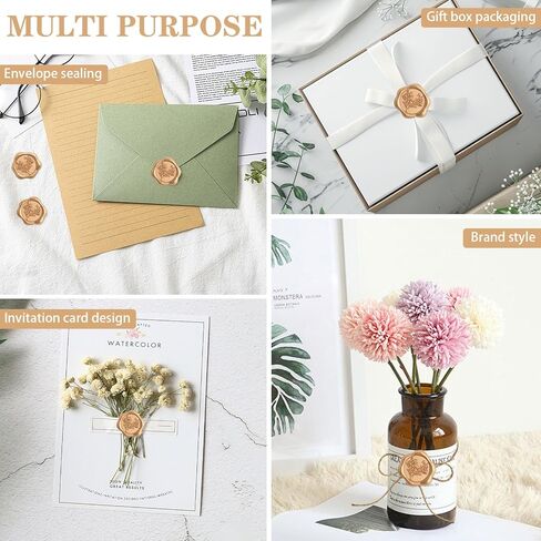 60 Pieces Eucalyptus Wax Seals Stickers, Rosemary Branches Self Adhesive Envelope Seal Stickers for Wedding Invitation Christmas Cards Birthday Party Gift Wrapping (Vintage Gold) in Saudi Arabia