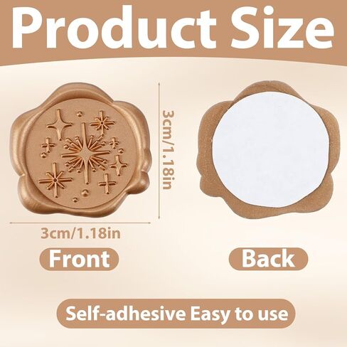 50 قطعة من ملصقات ختم الشمع الذهبي العتيق، ملصقات ختم الشمع على شكل نجمة ذاتية اللصق، ختم ختم الشمع لدعوة الزفاف، المغلف، الحفلات، عيد الميلاد، تغليف الهدايا in Saudi Arabia