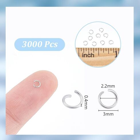 UNICRAFTALE 3000 قطعة 3 مم 26 مقياس 304 حلقات قفز مفتوحة من الفولاذ المقاوم للصدأ - إكسسوارات مجوهرات دائرية لإصلاح قلادة السوار DIY in Kuwait