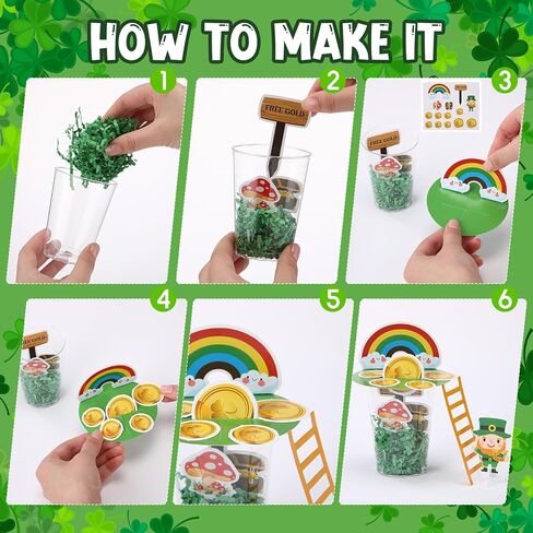 Hollowfly 24 مجموعات عيد القديس باتريك Leprechaun Trap Kit DIY Crafts Kit Catch a Leprechaun Trap Toys هدايا لعيد القديس باتريك ديكورات لوازم الحفلات الأيرلندية لوازم حفلات الأنشطة الصفية in Saudi Arabia