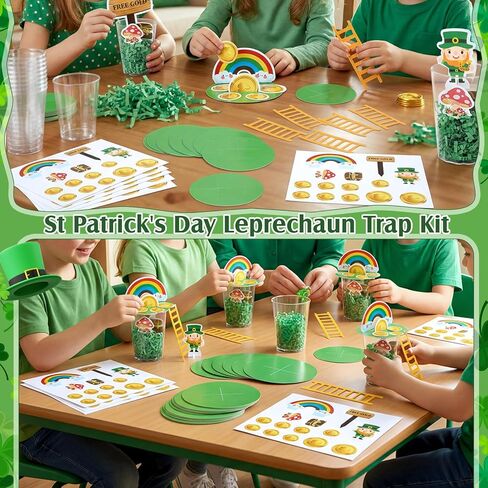 Hollowfly 24 مجموعات عيد القديس باتريك Leprechaun Trap Kit DIY Crafts Kit Catch a Leprechaun Trap Toys هدايا لعيد القديس باتريك ديكورات لوازم الحفلات الأيرلندية لوازم حفلات الأنشطة الصفية in Saudi Arabia
