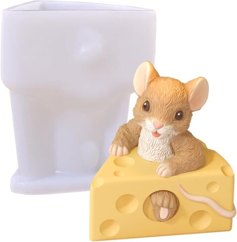Cheese Mouse Silicone Molds for Taba Squishy, 3D Corn Mouse Silicone Molds Flexible Effortless Liquid for Squishy Maker for Stress Relief DIY Gift, Soap, Candle (Cheese A) in Kuwait