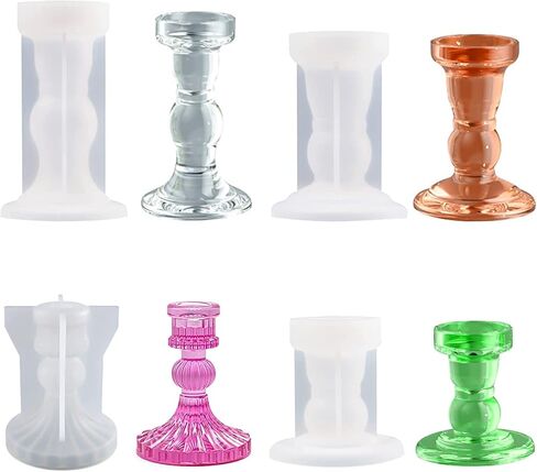 4Pcs Candle Holder Silicone Molds, Tealight Candlestick Molds for DIY Plaster Cement UV Epoxy Resin Candle Holder Home Decor Handmade Gift Table Ornament in Saudi Arabia