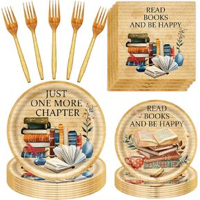 96 Pcs Reading Party Supplies for Kids Teens Read Book Theme Birthday Party Decorations Tableware Set Includes Plates Napkins Forks for 24 Guests in Saudi Arabia