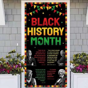غطاء باب لشهر التاريخ الأسود - 71 × 35 بوصة لتزيين حفلات العطلات في المهرجانات الأمريكية الأفريقية، داخلي وخارجي لديكور المنزل والمكتب والفصول الدراسية in Kuwait