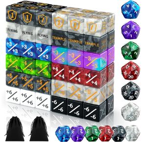 84-Piece MTG Dice Set with Life Counters, Keyword Ability Tokens, Shield & Spindown – 12 Colors for Magic: The Gathering, TCG, Card Game Accessories in Saudi Arabia
