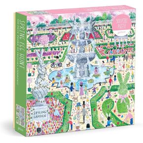 Galison Spring Egg Hunt – 500 Piece Michael Storrings Jigsaw Puzzle Featuring Beautiful Artwork of an Easter Spring Garden Egg Hunt in Kuwait