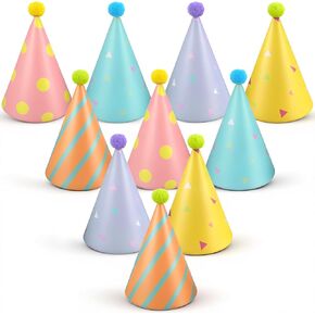 Party Hats for Stuffed Animals, 10 Pcs Colorful Stuffed Animal Party Hats Lovely Paper Cone Mini Birthday Hat for Animals Stuff Pets Birthday Accessories Decoration Supplies in Kuwait